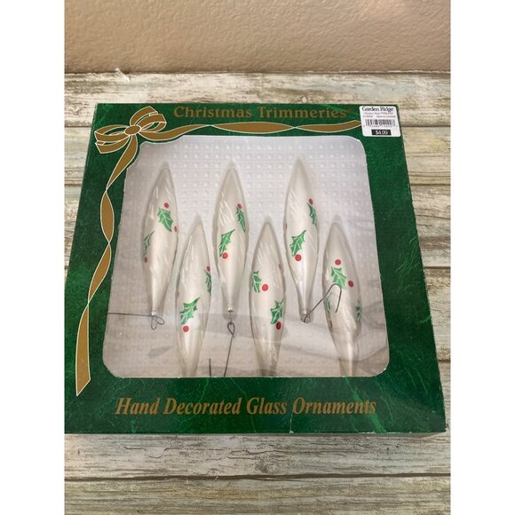 Set of 2 Vintage Bradford Christmas Trimmeries Glass Icicle Ornaments in Box - Picture 9 of 11
